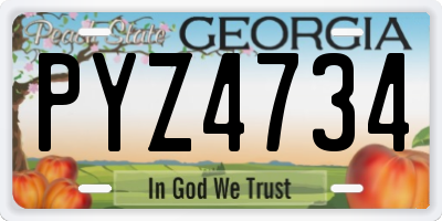 GA license plate PYZ4734