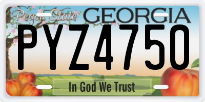 GA license plate PYZ4750