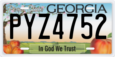 GA license plate PYZ4752