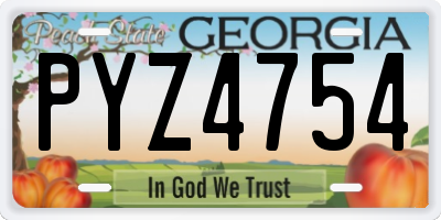 GA license plate PYZ4754