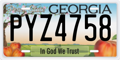 GA license plate PYZ4758