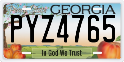 GA license plate PYZ4765