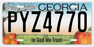 GA license plate PYZ4770