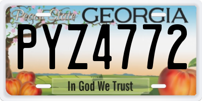 GA license plate PYZ4772