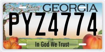 GA license plate PYZ4774