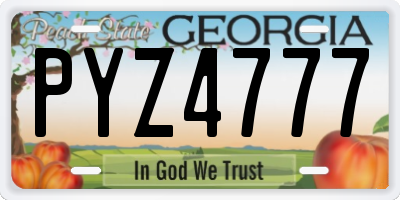 GA license plate PYZ4777