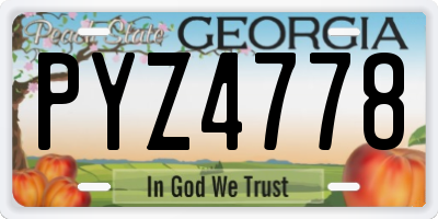 GA license plate PYZ4778
