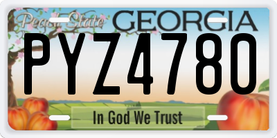 GA license plate PYZ4780