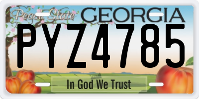 GA license plate PYZ4785