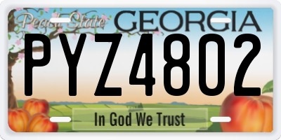 GA license plate PYZ4802
