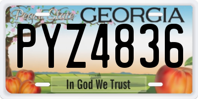 GA license plate PYZ4836