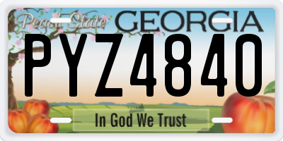 GA license plate PYZ4840