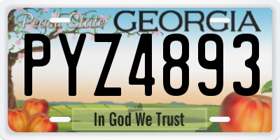 GA license plate PYZ4893