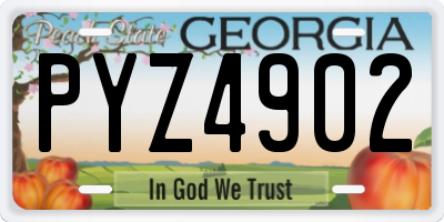 GA license plate PYZ4902