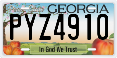 GA license plate PYZ4910
