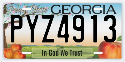 GA license plate PYZ4913
