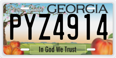 GA license plate PYZ4914