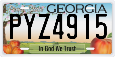 GA license plate PYZ4915