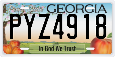 GA license plate PYZ4918