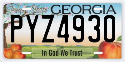 GA license plate PYZ4930