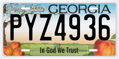 GA license plate PYZ4936
