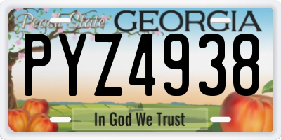 GA license plate PYZ4938