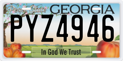 GA license plate PYZ4946