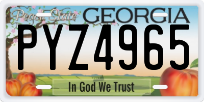 GA license plate PYZ4965