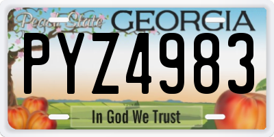 GA license plate PYZ4983