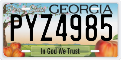 GA license plate PYZ4985