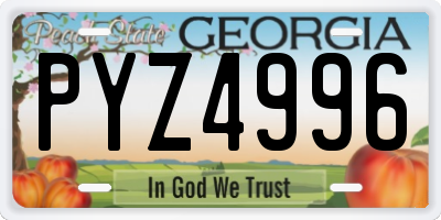 GA license plate PYZ4996