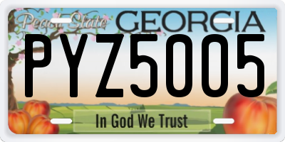 GA license plate PYZ5005