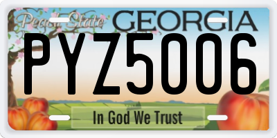 GA license plate PYZ5006