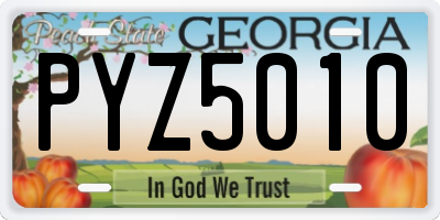 GA license plate PYZ5010