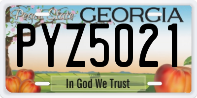 GA license plate PYZ5021