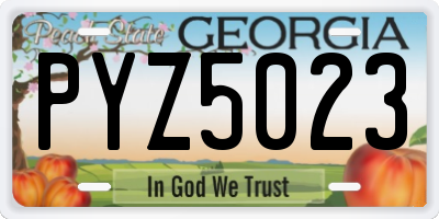GA license plate PYZ5023