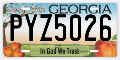 GA license plate PYZ5026