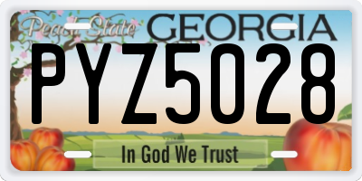 GA license plate PYZ5028