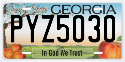 GA license plate PYZ5030