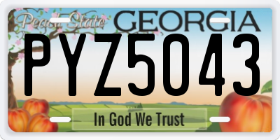 GA license plate PYZ5043