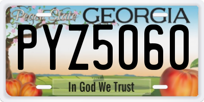 GA license plate PYZ5060