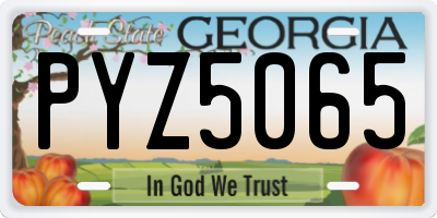 GA license plate PYZ5065