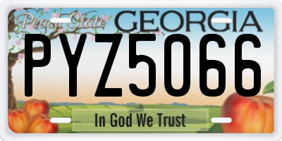 GA license plate PYZ5066