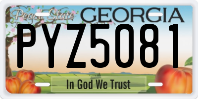 GA license plate PYZ5081
