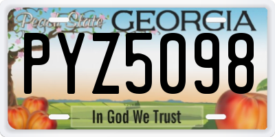 GA license plate PYZ5098