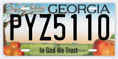 GA license plate PYZ5110
