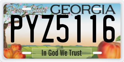 GA license plate PYZ5116