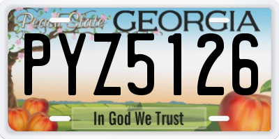 GA license plate PYZ5126
