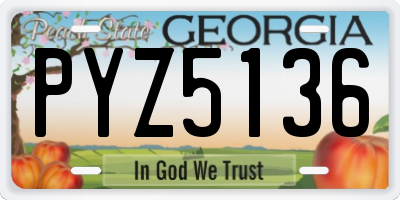 GA license plate PYZ5136