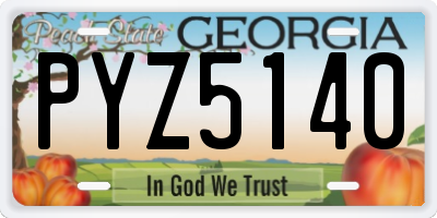 GA license plate PYZ5140